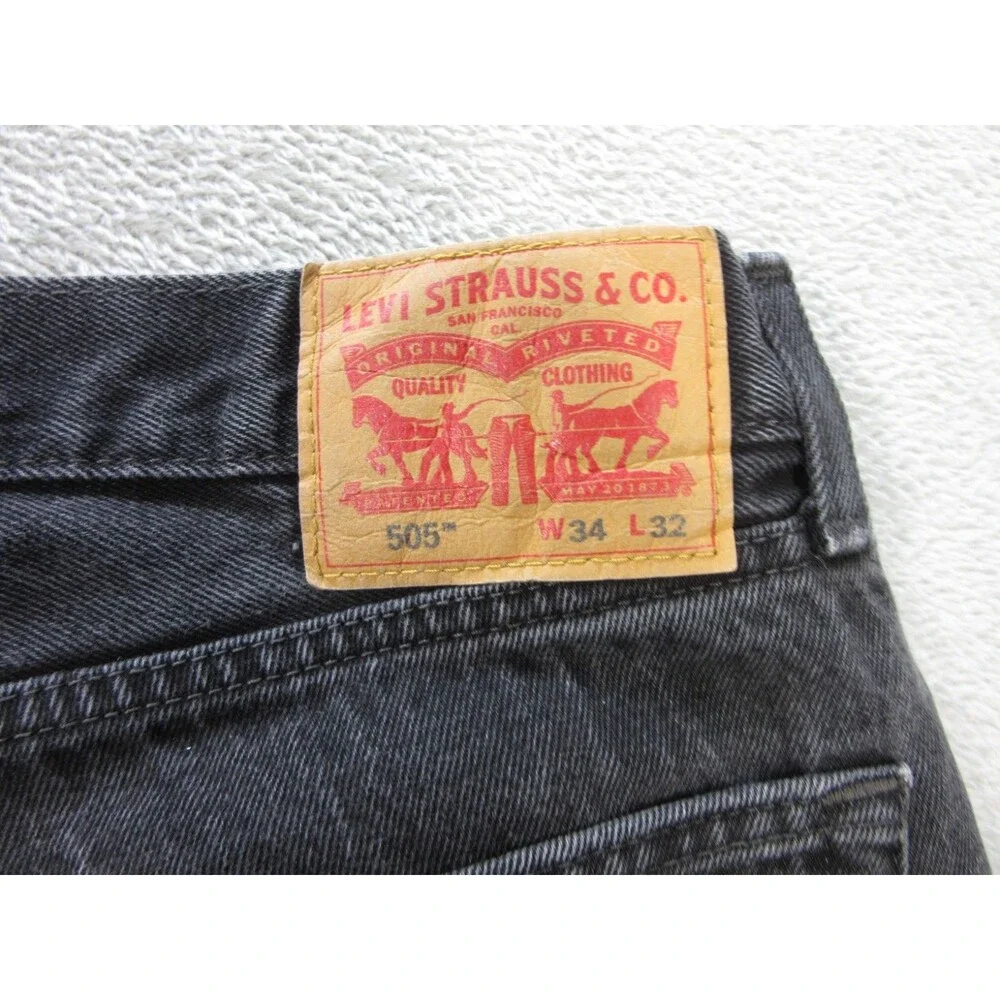 Levis 505 Jeans Mens 32x29 (Tag 34x32) Straight Leg Black Fly Zipper